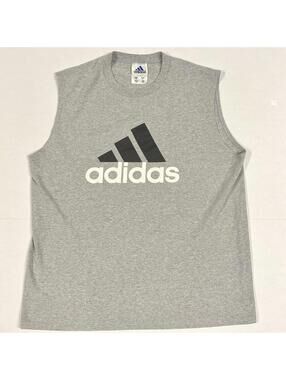 Vintage Adidas Sleeveless Shirt Muscle Tee Gray Sz M Made In USA Distressed